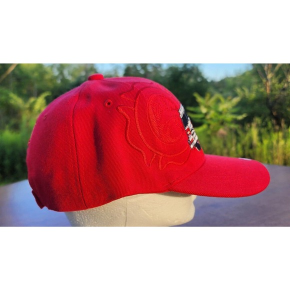 Fire Department Red Hat Strapback Adjustable Baseball Cap Golden Lion - Picture 5 of 7